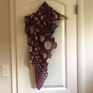 NEW Large Fashion Scarf/Wrap Purple w/ White Circles